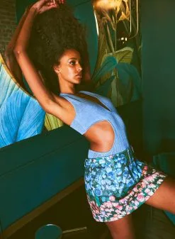 Fleur Du Mal Rose Stripe Denim Mini Skirt -Lingerie Store 003 GA 230202 152web