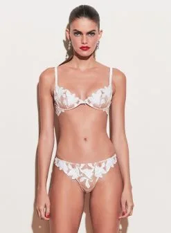 Fleur Du Mal Lily Embroidery Plunge Demi Bra