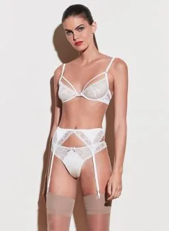 Fleur Du Mal Gardenia Lace Garter Belt