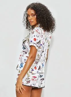 Fleur Du Mal Short Sleeve Fleur PJ Top -Lingerie Store 200911 FLEURDUMAL SHOT 05 0691crop