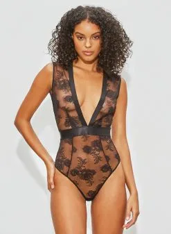 Fleur Du Mal Bouquet Lace Deep V Bodysuit