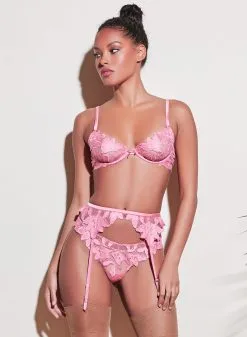 Fleur Du Mal Lily Embroidery Garter Belt