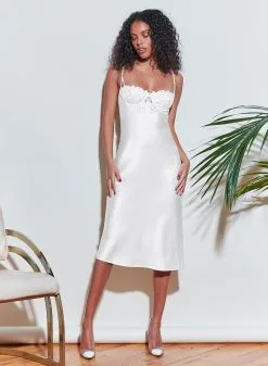 Fleur Du Mal Lily Embroidery Slip Dress