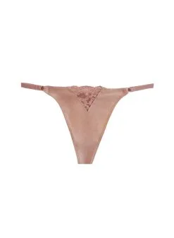 Fleur Du Mal Charlotte Lace No Show V-String -Lingerie Store Charlotte V String Tan