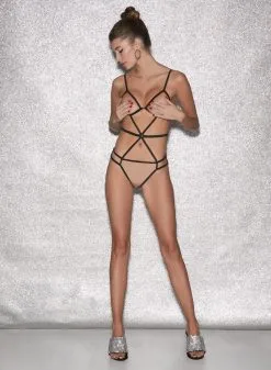 Fleur Du Mal Strappy Bondage Bodysuit -Lingerie Store FDM 010623 1 02741full