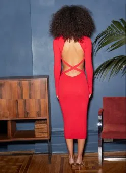 Fleur Du Mal Knit Cross Back Midi Dress -Lingerie Store FDM 020122 1 2287full