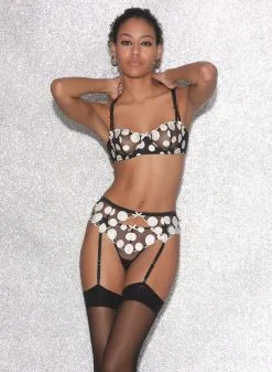 Fleur Du Mal Polka Dot Embroidery Balconette Bra