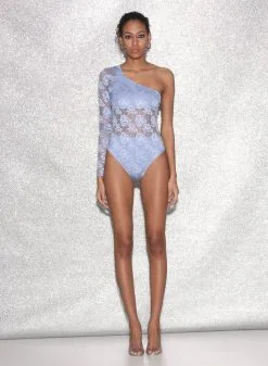 Fleur Du Mal Rosalia Lace One Shoulder Bodysuit -Lingerie Store FDM 021523 1252full