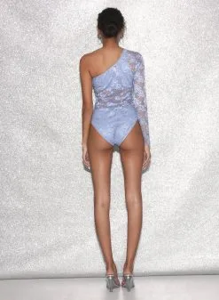 Fleur Du Mal Rosalia Lace One Shoulder Bodysuit -Lingerie Store FDM 021523 1321full