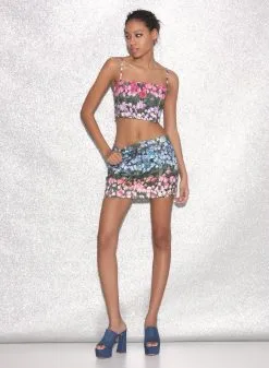 Fleur Du Mal Rose Stripe Denim Mini Skirt -Lingerie Store FDM 021523 2293full