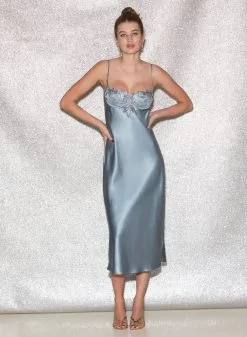 Fleur Du Mal Velvet Lily Embroidery Slip Dress -Lingerie Store FDM 041222 1 3015full