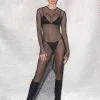 Fleur Du Mal Rhinestone Fishnet Dress