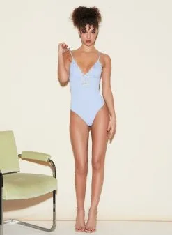 Fleur Du Mal Lily Embroidery V-Neck Plunge Bodysuit -Lingerie Store FDM 050322 1 0293full