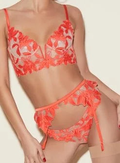 Fleur Du Mal Lily Embroidery Longline Demi Bra