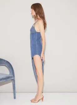 Fleur Du Mal Asymmetric Denim High Leg Dress 11 Fleur Du Mal Asymmetric Denim High Leg Dress -Lingerie Store FDM 090722 1 0168full