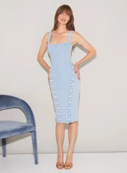Fleur Du Mal Denim Lace Up Dress
