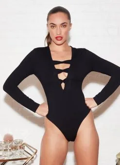 Fleur Du Mal Deep V Bow Bodysuit