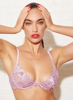 Fleur Du Mal Fuller Cup Velvet Lily Embroidery Plunge Demi Bra -Lingerie Store FDM 102221 1 1077full
