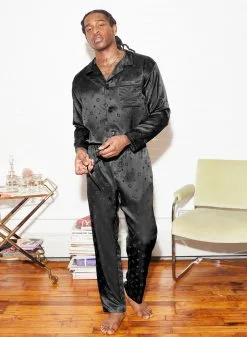 Fleur Du Mal Men's Silk Jacquard PJ Pant