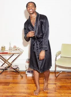 Fleur Du Mal Men's Silk Jacquard Robe -Lingerie Store FDM 102221 1 2831full
