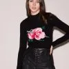 Fleur Du Mal Rose & Dagger Cropped Sweater