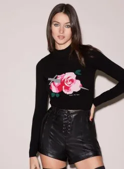 Fleur Du Mal Rose & Dagger Cropped Sweater