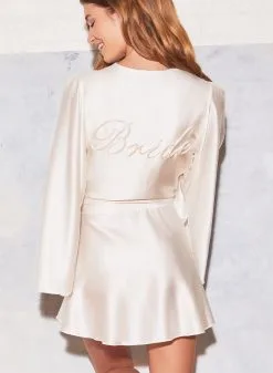 Fleur Du Mal Bride Embroidered Angel Sleeve Robe