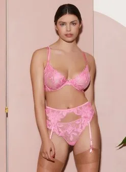 Fleur Du Mal Fuller Cup Lily Embroidery Plunge Demi Bra