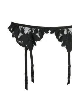Fleur Du Mal Lily Embroidery Garter Belt -Lingerie Store GR0011 BLACK web2
