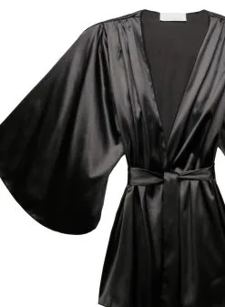 Fleur Du Mal Angel Sleeve Robe -Lingerie Store angel sleeve robe black flat2