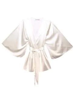 Fleur Du Mal Angel Sleeve Robe -Lingerie Store angel sleeve robe creme flat1