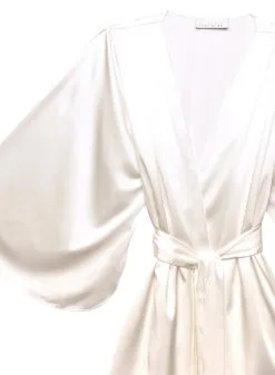 Fleur Du Mal Angel Sleeve Robe -Lingerie Store angel sleeve robe creme flat2