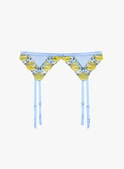 Fleur Du Mal Banana Embroidery Garter Belt -Lingerie Store banana garter grey background