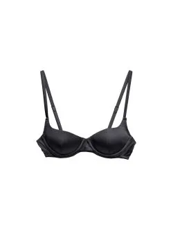 Fleur Du Mal Satin Luxe Balconette Bra -Lingerie Store blackluxebalconetteflat1