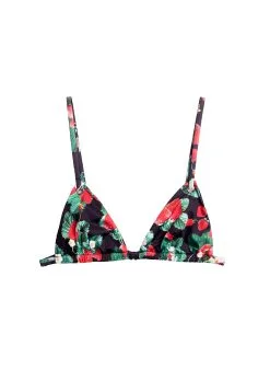 Fleur Du Mal Grommet Triangle Bikini Top -Lingerie Store blackstrawberrybikinitopflat1