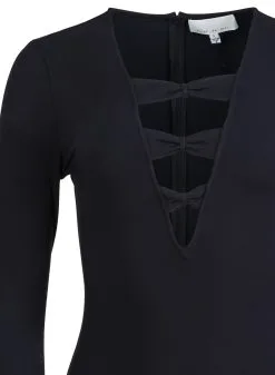 Fleur Du Mal Deep V Bow Bodysuit -Lingerie Store bowbodsuitflat1