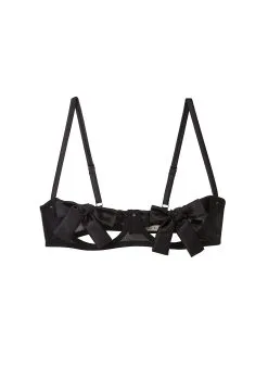 Fleur Du Mal Bow Embroidery Peekaboo Bra -Lingerie Store bowbrablackflat1