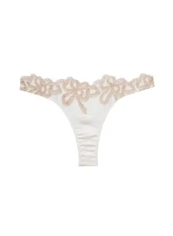 Fleur Du Mal Bow Guipure Embroidery Thong -Lingerie Store bowguipurethongivoryflat1
