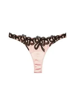 Fleur Du Mal Bow Guipure Embroidery Thong