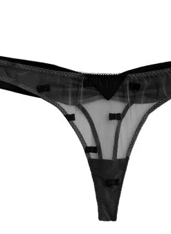 Fleur Du Mal Bow Embroidery Thong -Lingerie Store bowthongblackflat2
