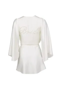Fleur Du Mal Bride Embroidered Angel Sleeve Robe -Lingerie Store briderobeflat1