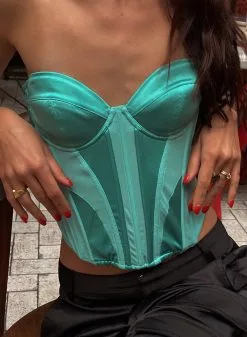 Fleur Du Mal Silk & Mesh Bustier Top -Lingerie Store brightjade2