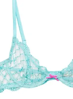 Fleur Du Mal Dotty Grid Demi Bra -Lingerie Store brightjadebraflat2