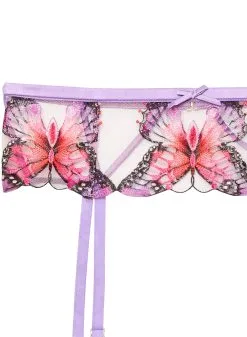 Fleur Du Mal Butterfly Embroidery Garter Belt -Lingerie Store butterflygarterflat2 c449807a 1965 43a3 94bf eedec940f067