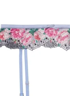 Fleur Du Mal Card Embroidery Garter -Lingerie Store cardgarterflat2