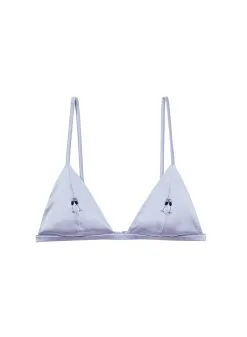 Fleur Du Mal Champagne Embroidered Luxe Triangle Bra -Lingerie Store champagnetriangleflat1