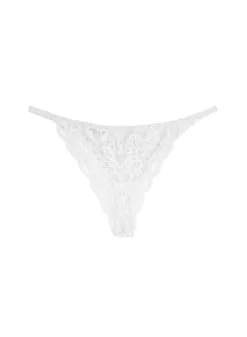 Fleur Du Mal Charlotte Lace Seamless String Cheeky -Lingerie Store charlotteseamlessstringcheekyivoryflat1