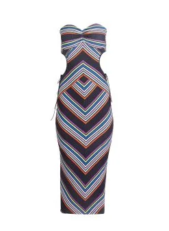 Fleur Du Mal Striped Chevron Cutout Dress -Lingerie Store chevrondressflat1
