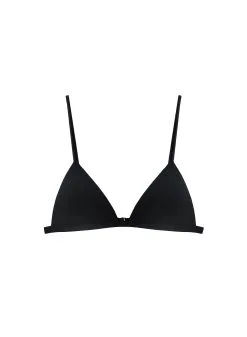 Fleur Du Mal Organic Cotton Luxe Triangle Bra -Lingerie Store cottontrianglebrablackflat1