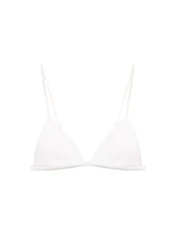 Fleur Du Mal Organic Cotton Luxe Triangle Bra -Lingerie Store cottontrianglebraivoryflat1